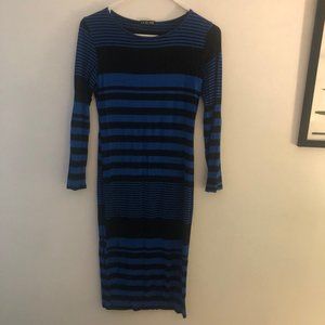 Blue and black striped bodycon
